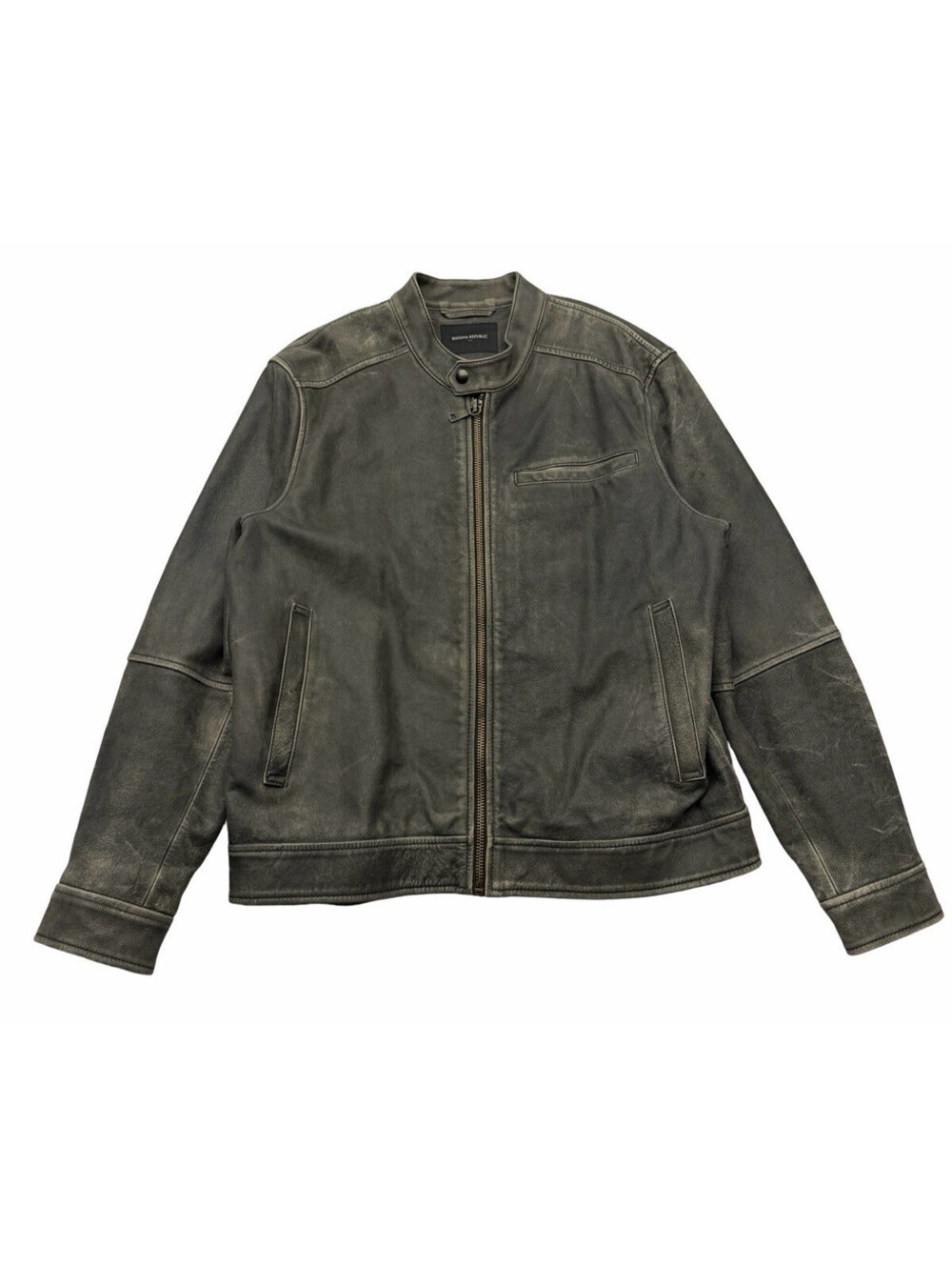 Banana Republic Men's Calvo Leather Moto Jacket Dark Grey Size L